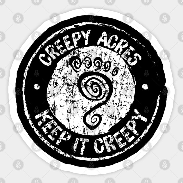 Creepy Acres foot logo (distressed in white) Sticker by CreepyAcres